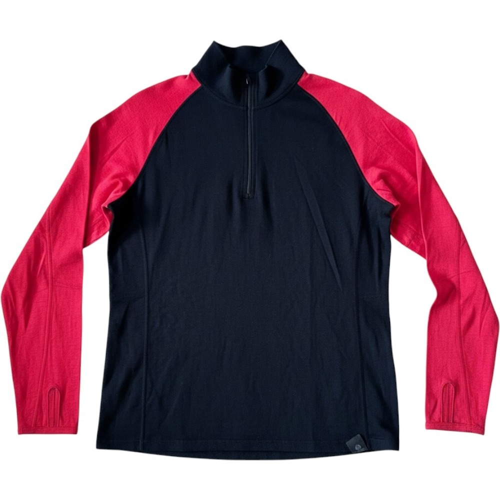 Mountain Warehouse Extreme Quarter Zip L Black Red Merino Base Layer Gorpcore